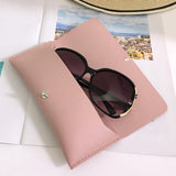 Portable Glasses Pouch PU Leather Slim Eyeglass Strap Design Spectacles Pink