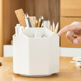 Maxbell Multifunction Rotated Pen Holder 5 Slot Makeup Brush Spinning Desk Organizer gray