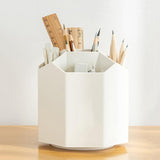 Maxbell Multifunction Rotated Pen Holder 5 Slot Makeup Brush Spinning Desk Organizer gray