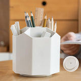 Maxbell Multifunction Rotated Pen Holder 5 Slot Makeup Brush Spinning Desk Organizer gray