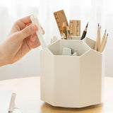Maxbell Multifunction Rotated Pen Holder 5 Slot Makeup Brush Spinning Desk Organizer gray