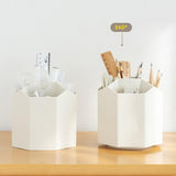 Maxbell Multifunction Rotated Pen Holder 5 Slot Makeup Brush Spinning Desk Organizer gray