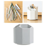 Maxbell Multifunction Rotated Pen Holder 5 Slot Makeup Brush Spinning Desk Organizer gray