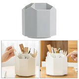 Maxbell Multifunction Rotated Pen Holder 5 Slot Makeup Brush Spinning Desk Organizer gray