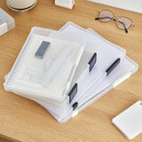 Maxbell Transparent Portable File Case Double-buckle with Handle Box Containers A5 Thin White