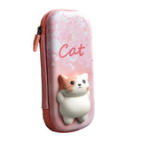 Maxbell 3D Decompression Pencil Case Large Capacity for School Girl and Boy Kids Pink cat