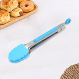 Maxbell Kitchen Tongs with Silicone Tips Food BBQ Cooking Utensil 7 inch Blue