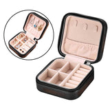 Maxbell Small Travel Jewelry Organizer Compartment Leather Waterproof for Gift Gloss black