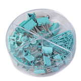 Maxbell Small Binder Clips with Separately Stored Box for Home Document Supplies Blue