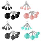 Maxbell 8-Piece Portable Measuring Spoons Cups Set PP Plastic for Bar Cafe Spices Black