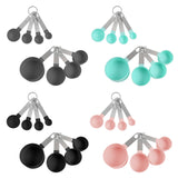 Maxbell 8-Piece Portable Measuring Spoons Cups Set PP Plastic for Bar Cafe Spices Black