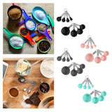 Maxbell 8-Piece Portable Measuring Spoons Cups Set PP Plastic for Bar Cafe Spices Black