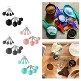 Maxbell 8-Piece Portable Measuring Spoons Cups Set PP Plastic for Bar Cafe Spices Black