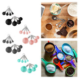 Maxbell 8-Piece Portable Measuring Spoons Cups Set PP Plastic for Bar Cafe Spices Black