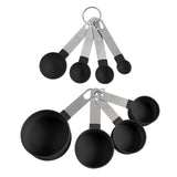 Maxbell 8-Piece Portable Measuring Spoons Cups Set PP Plastic for Bar Cafe Spices Black