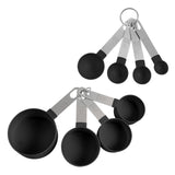 Maxbell 8-Piece Portable Measuring Spoons Cups Set PP Plastic for Bar Cafe Spices Black