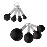 Maxbell 8-Piece Portable Measuring Spoons Cups Set PP Plastic for Bar Cafe Spices Black