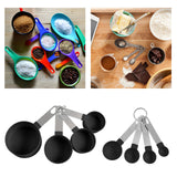 Maxbell 8-Piece Portable Measuring Spoons Cups Set PP Plastic for Bar Cafe Spices Black