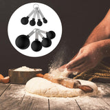 Maxbell 8-Piece Portable Measuring Spoons Cups Set PP Plastic for Bar Cafe Spices Black