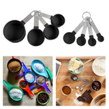 Maxbell 8-Piece Portable Measuring Spoons Cups Set PP Plastic for Bar Cafe Spices Black