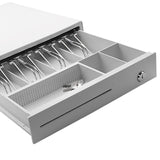 Maxbell Cash Drawer Box Cash Drawer Tray RJ11 Key Lock for Stores Shops White