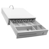 Maxbell Cash Drawer Box Cash Drawer Tray RJ11 Key Lock for Stores Shops White