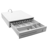 Maxbell Cash Drawer Box Cash Drawer Tray RJ11 Key Lock for Stores Shops White