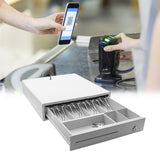 Maxbell Cash Drawer Box Cash Drawer Tray RJ11 Key Lock for Stores Shops White