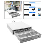 Maxbell Cash Drawer Box Cash Drawer Tray RJ11 Key Lock for Stores Shops White