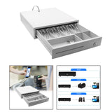 Maxbell Cash Drawer Box Cash Drawer Tray RJ11 Key Lock for Stores Shops White