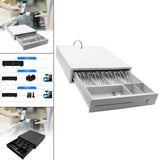 Maxbell Cash Drawer Box Cash Drawer Tray RJ11 Key Lock for Stores Shops White