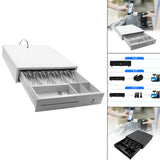 Maxbell Cash Drawer Box Cash Drawer Tray RJ11 Key Lock for Stores Shops White