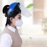 Maxbell Face Shield Hands Free Adjustable Head Mounted Eyes and Face Protective Blue