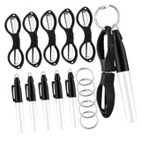 Maxbell Foldable Scissors KeyChain Silver Metal Scissor Nurse Pen Set Black