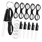 Maxbell Foldable Scissors KeyChain Silver Metal Scissor Nurse Pen Set Black