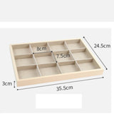 Maxbell Wood Jewelry Tray Necklace Bracelet Storage Display Organiser 12 Grids Tray