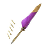 Maxbell Feather ink Pen Engraved Nib Strong and Sturdy for Decoration Birthday Purple