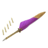 Maxbell Feather ink Pen Engraved Nib Strong and Sturdy for Decoration Birthday Purple
