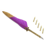 Maxbell Feather ink Pen Engraved Nib Strong and Sturdy for Decoration Birthday Purple