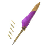 Maxbell Feather ink Pen Engraved Nib Strong and Sturdy for Decoration Birthday Purple