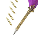 Maxbell Feather ink Pen Engraved Nib Strong and Sturdy for Decoration Birthday Purple