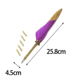 Maxbell Feather ink Pen Engraved Nib Strong and Sturdy for Decoration Birthday Purple