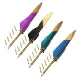 Maxbell Feather ink Pen Engraved Nib Strong and Sturdy for Decoration Birthday Purple