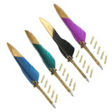 Maxbell Feather ink Pen Engraved Nib Strong and Sturdy for Decoration Birthday Purple