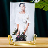 Maxbell Acrylic Photo Picture Frame Metal Base Decor for Table Birthday Photograph Golden