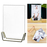 Maxbell Acrylic Photo Picture Frame Metal Base Decor for Table Birthday Photograph Golden