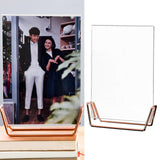 Maxbell Acrylic Photo Picture Frame Metal Base Decor for Table Birthday Photograph Rose Golden