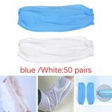 Maxbell 50 Pairs Disposable Oversleeves Arms Sleeves Non Woven Fabric Elastic Straps Blue