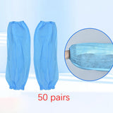 Maxbell 50 Pairs Disposable Oversleeves Arms Sleeves Non Woven Fabric Elastic Straps Blue