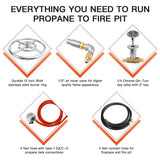 Maxbell Propane Gas Fire Pit DIY Round Gas Fire Pit Patio Gas Regulator 12 inch